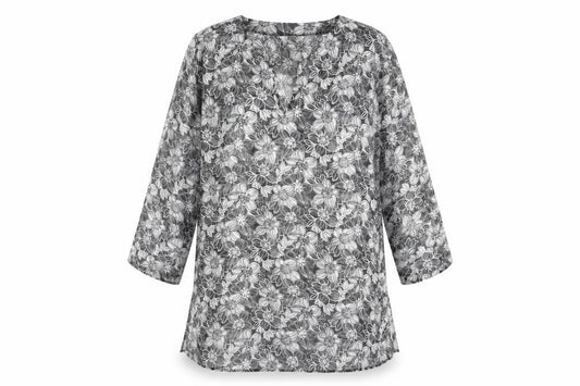 Front view of George women’s black floral polyester kaftan, size UK 10, v-neck pullover - beach cover up