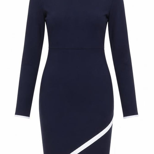 Missguided Womens Blue Polyester Bodycon Size 10 Boat Neck Zip - Asymmetric Detail
