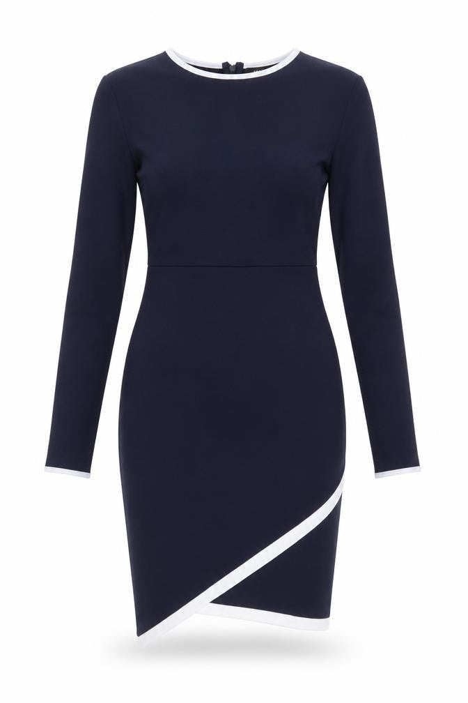 Missguided Womens Blue Polyester Bodycon Size 10 Boat Neck Zip - Asymmetric Detail