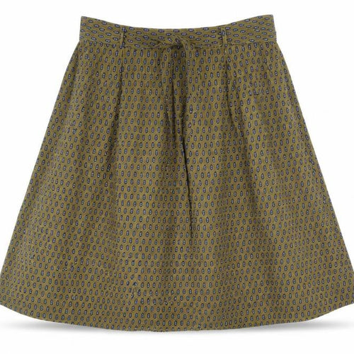 Bric A Brac Womens Brown Geometric Cotton A-Line Skirt Size M - Belted