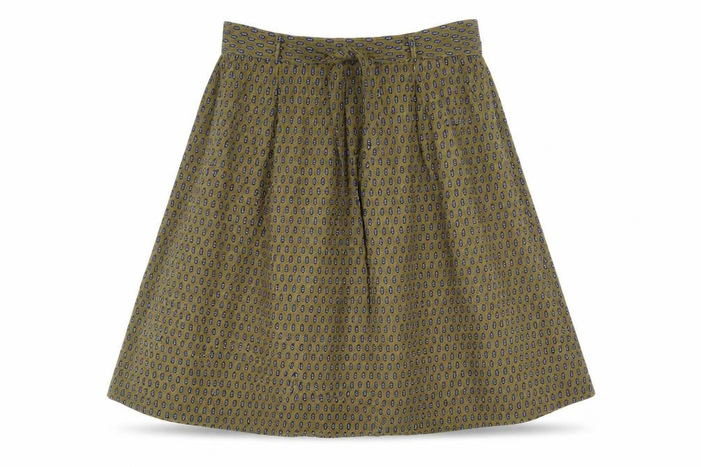Bric A Brac Womens Brown Geometric Cotton A-Line Skirt Size M - Belted