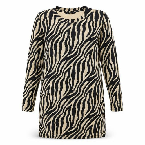 F&F Womens Black Animal Print Polyester Shift Size 12 Scoop Neck Pullover - Tiger Print