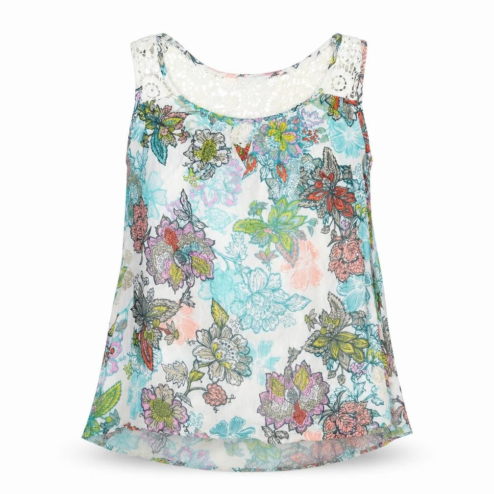 Next Womens Multicoloured Floral Viscose Basic Tank Size 8 Round Neck