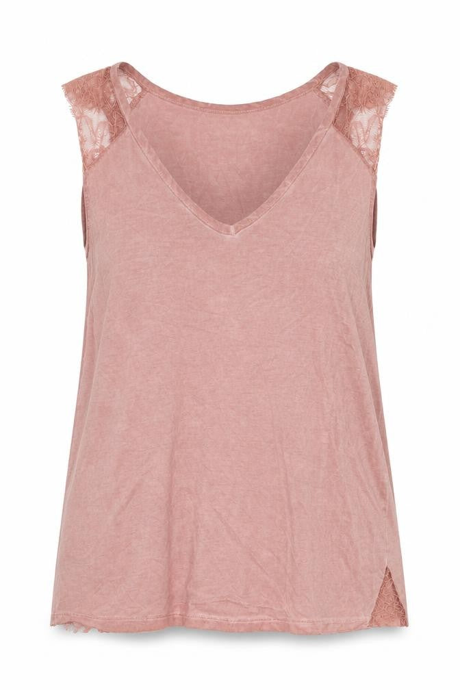 Mango Womens Pink Polyester Basic Tank Size S V-Neck