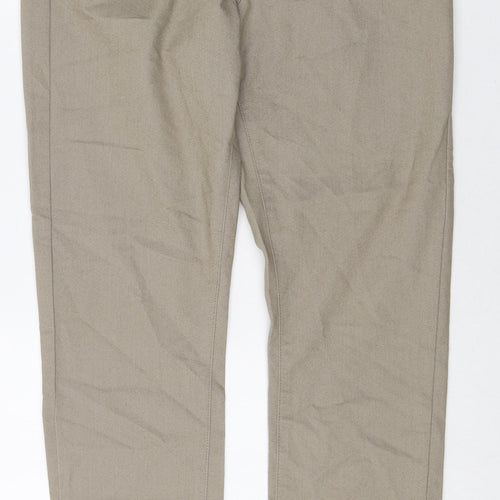 Marks and Spencer Womens Beige Cotton Trousers Size 12 Regular Zip