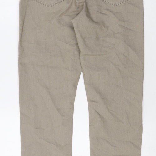 Marks and Spencer Womens Beige Cotton Trousers Size 12 Regular Zip
