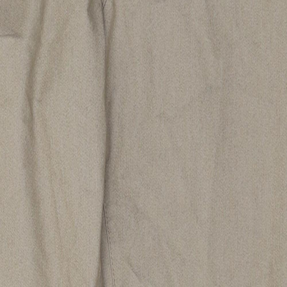 Marks and Spencer Womens Beige Cotton Trousers Size 12 Regular Zip