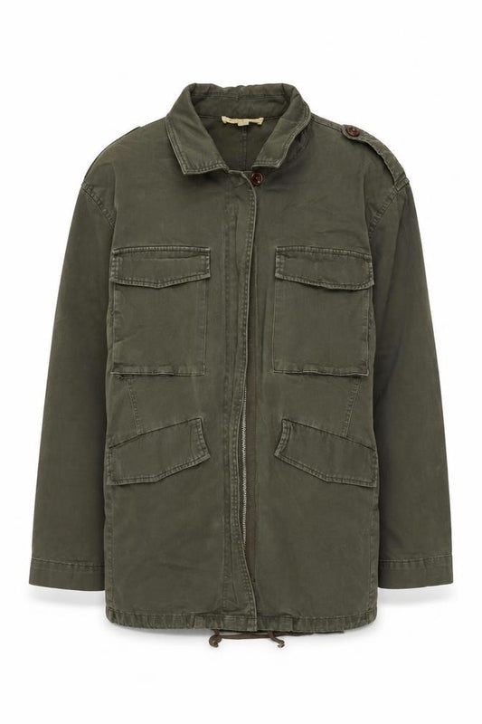 Front view of Honey Punch women’s grey jacket, size M, zip