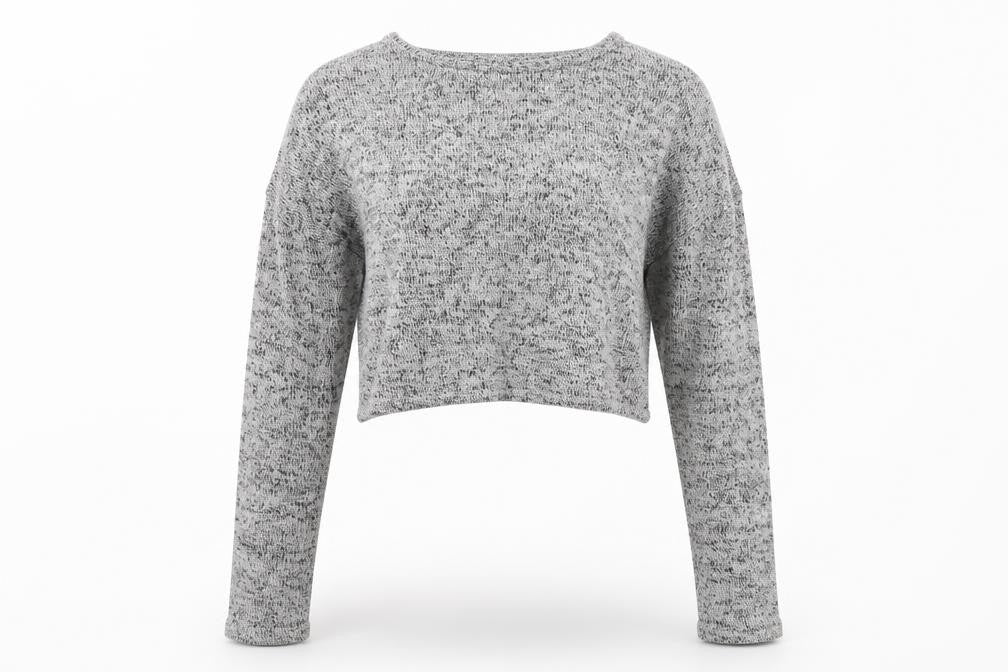 Front view of H&M women’s grey scoop neck viscose jumper, size S
