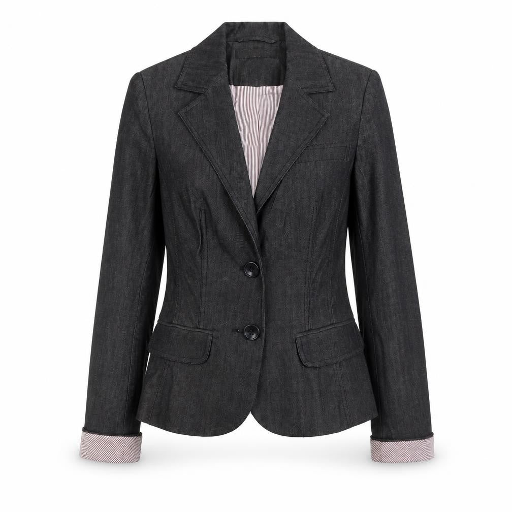 Front view of New Look women’s grey cotton jacket blazer, size UK 10