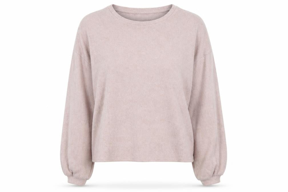 Front view of New Look women’s pink round neck polyester jumper, size M