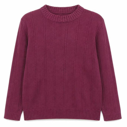 Charmance Womens Purple Round Neck Striped Acrylic Pullover Jumper Size 14