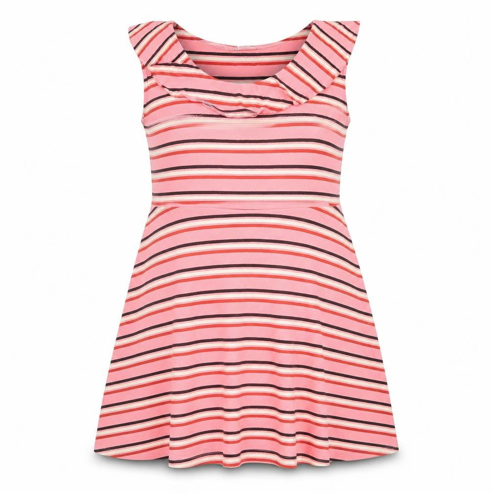 Debenhams Womens Pink Striped Cotton A-Line Size 14 Scoop Neck Pullover