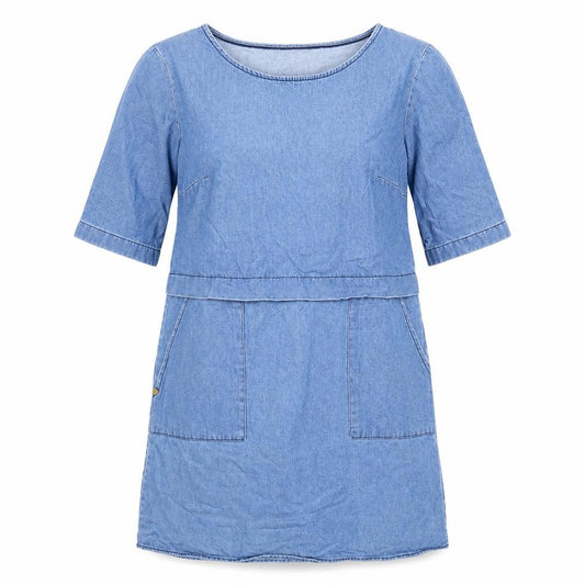 Front view of F&F women’s blue cotton a-line, size UK 8, round neck pullover