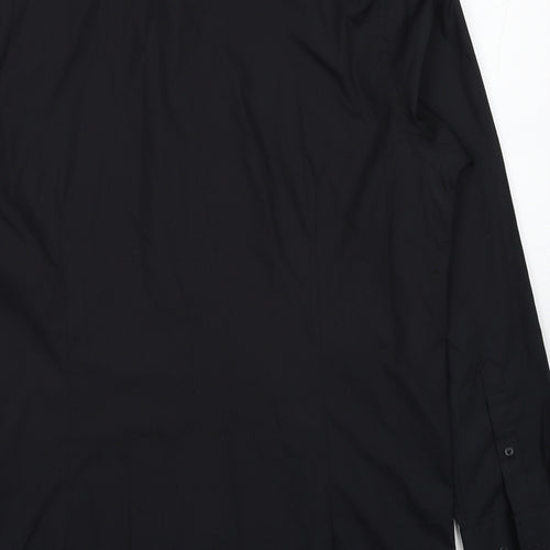 Debenhams Mens Black Polyester Dress Shirt Size 16 Collared Button