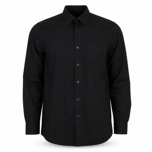 George Mens Black Polyester Button-Up Size 14.5 Collared Button
