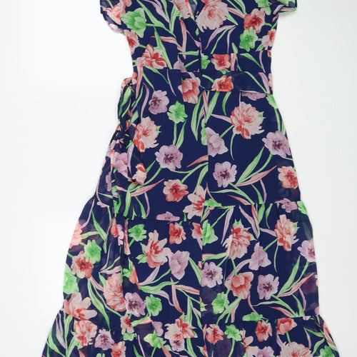 Joe Browns Womens Multicoloured Floral Polyester A-Line Size 10 V-Neck Tie