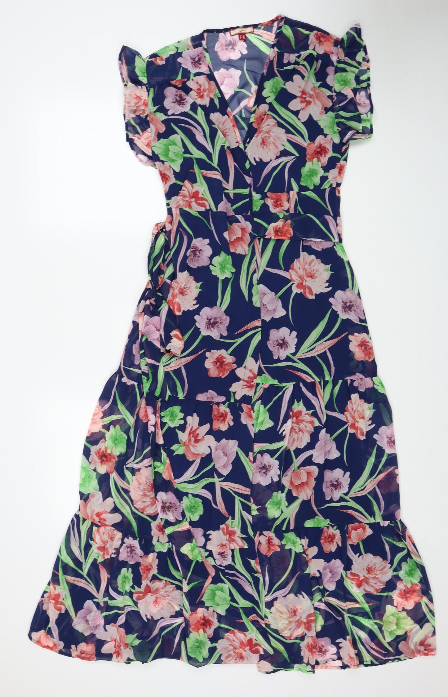 Joe Browns Womens Multicoloured Floral Polyester A-Line Size 10 V-Neck Tie