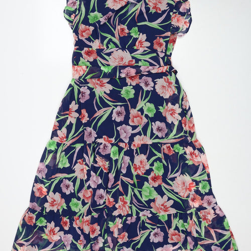 Joe Browns Womens Multicoloured Floral Polyester A-Line Size 10 V-Neck Tie