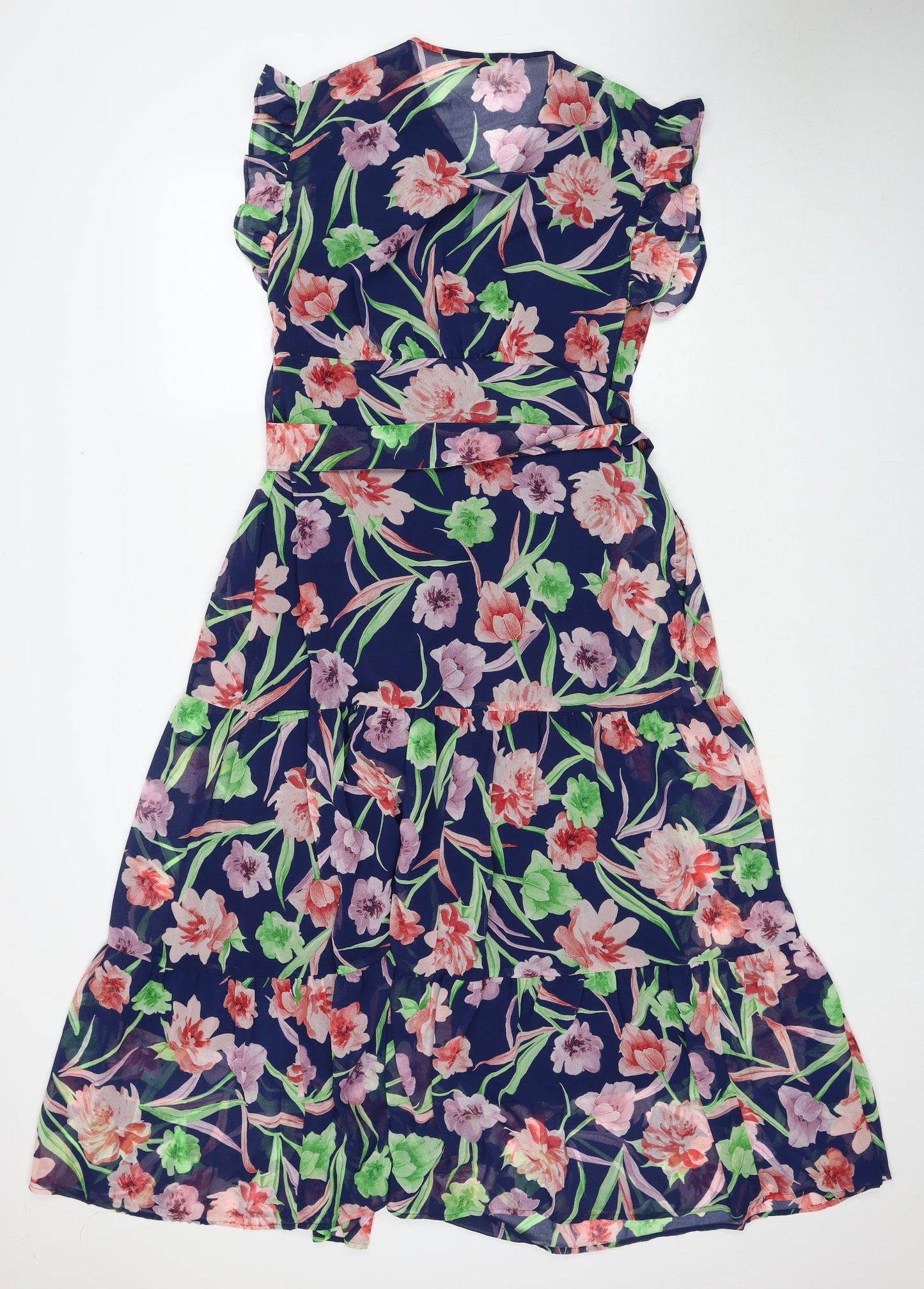 Joe Browns Womens Multicoloured Floral Polyester A-Line Size 10 V-Neck Tie