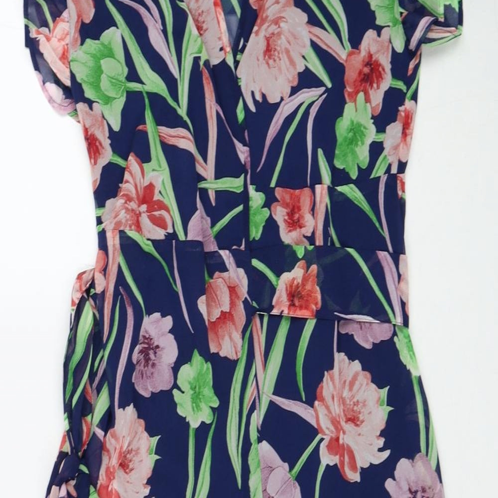 Joe Browns Womens Multicoloured Floral Polyester A-Line Size 10 V-Neck Tie