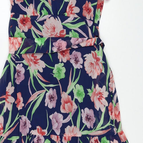 Joe Browns Womens Multicoloured Floral Polyester A-Line Size 10 V-Neck Tie