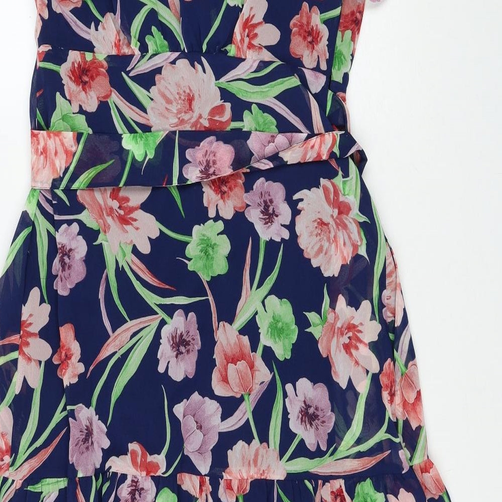 Joe Browns Womens Multicoloured Floral Polyester A-Line Size 10 V-Neck Tie