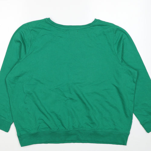Studio Womens Green Cotton Pullover Sweatshirt Size 16 Pullover