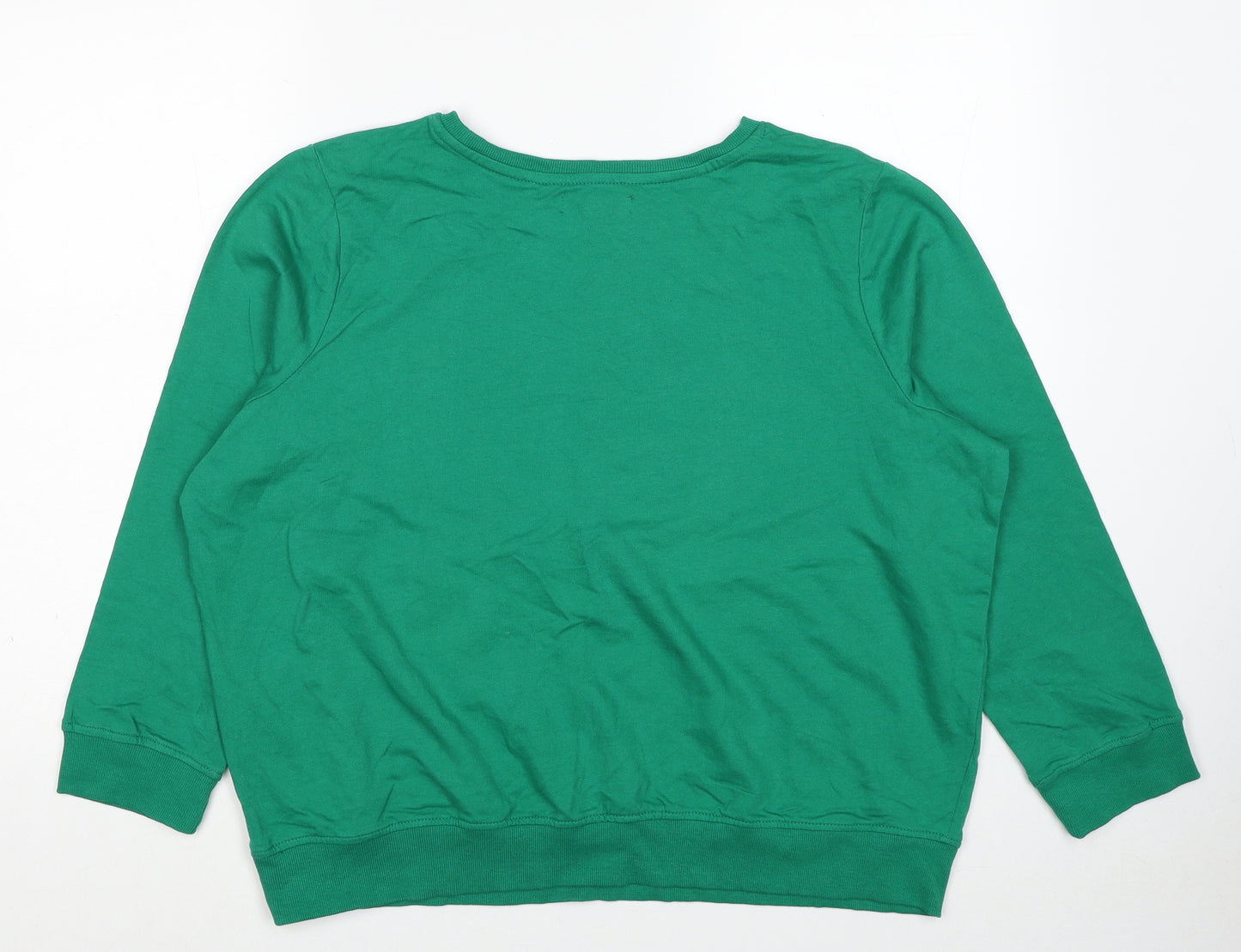 Studio Womens Green Cotton Pullover Sweatshirt Size 16 Pullover