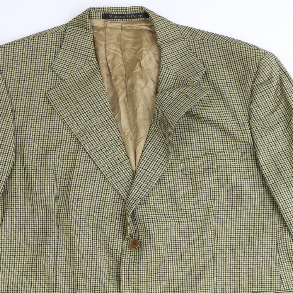 Marks and Spencer Mens Brown Check Polyester Jacket Suit Jacket One Size Regular
