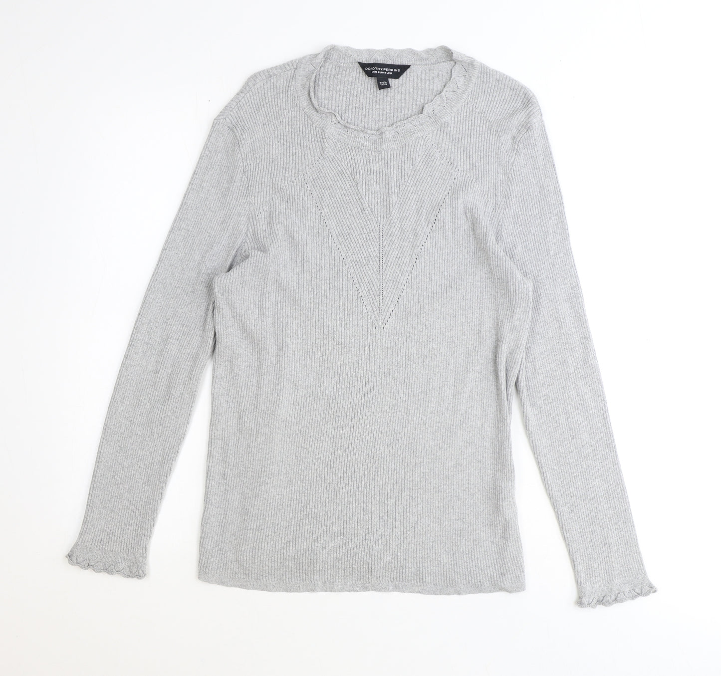 Dorothy Perkins Womens Grey Crew Neck Polyester Pullover Jumper Size 16 Pullover