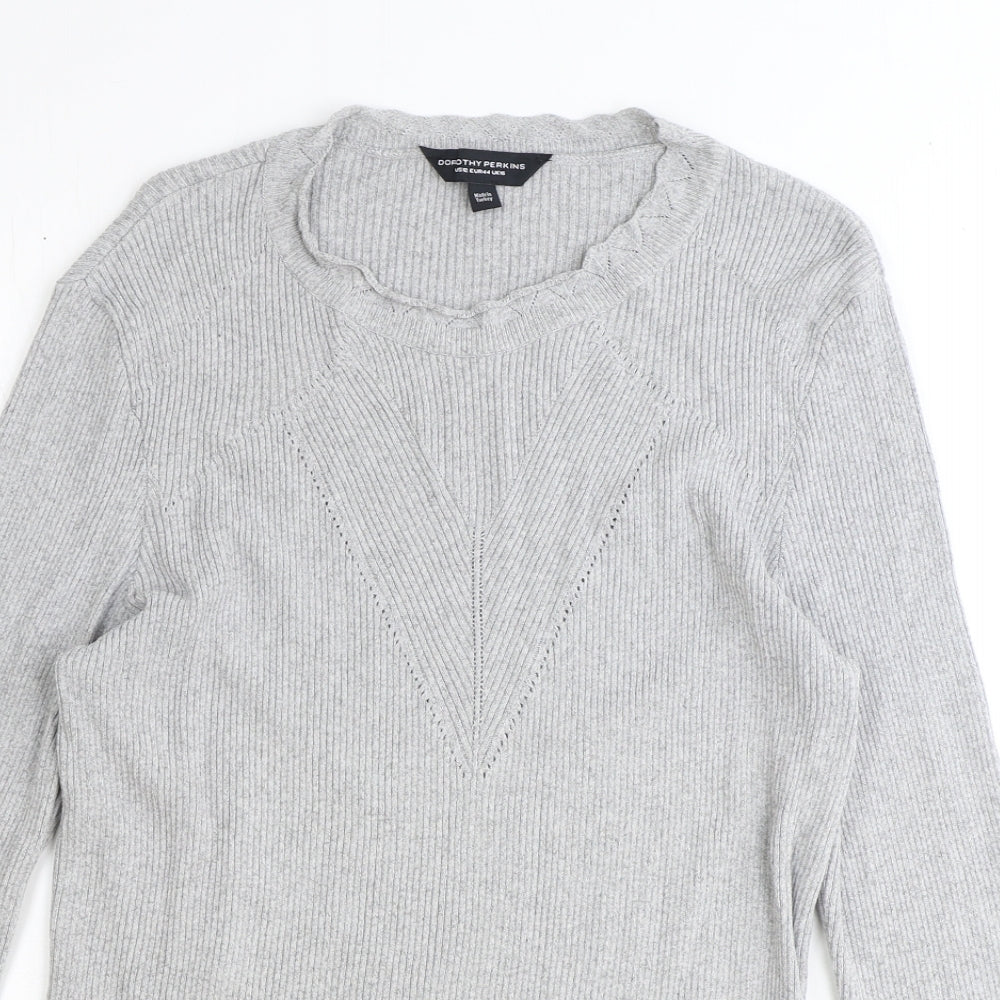 Dorothy Perkins Womens Grey Crew Neck Polyester Pullover Jumper Size 16 Pullover