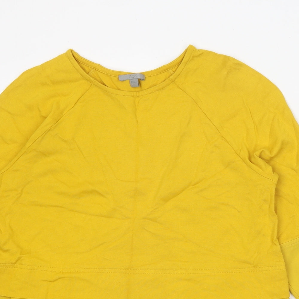 COS Womens Yellow Viscose Basic Blouse Size XS Round Neck
