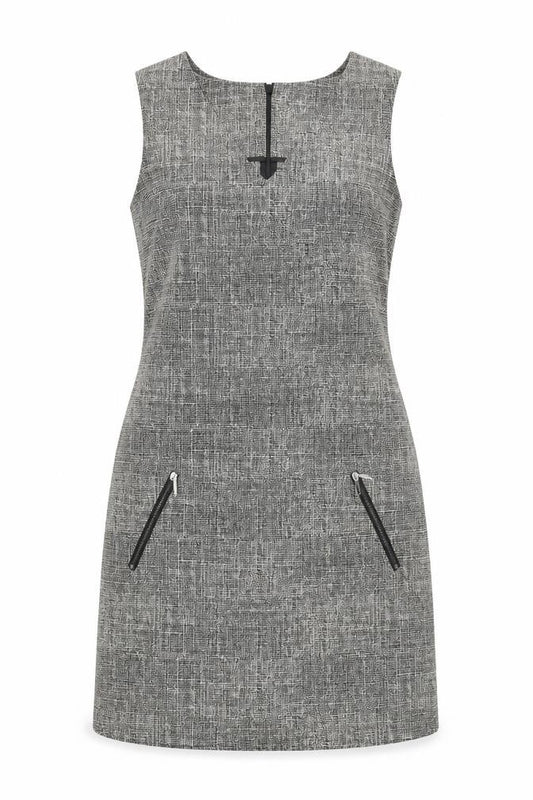 Front view of Papaya women’s grey cotton a-line, size UK 8, v-neck zip