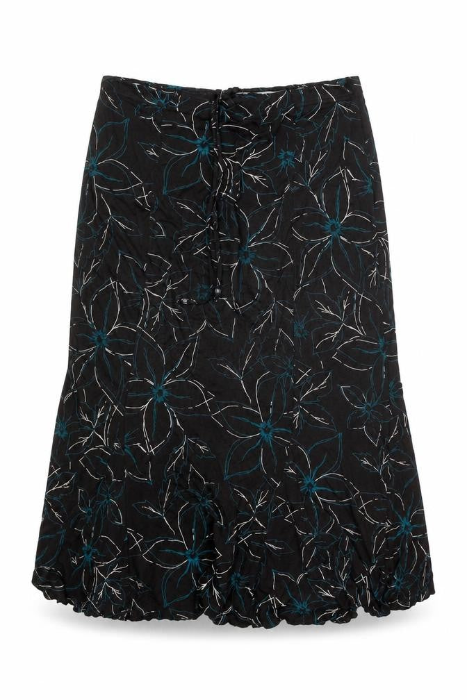 Kinnik Womens Brown Floral Polyester A-Line Skirt Size 32 in Tie