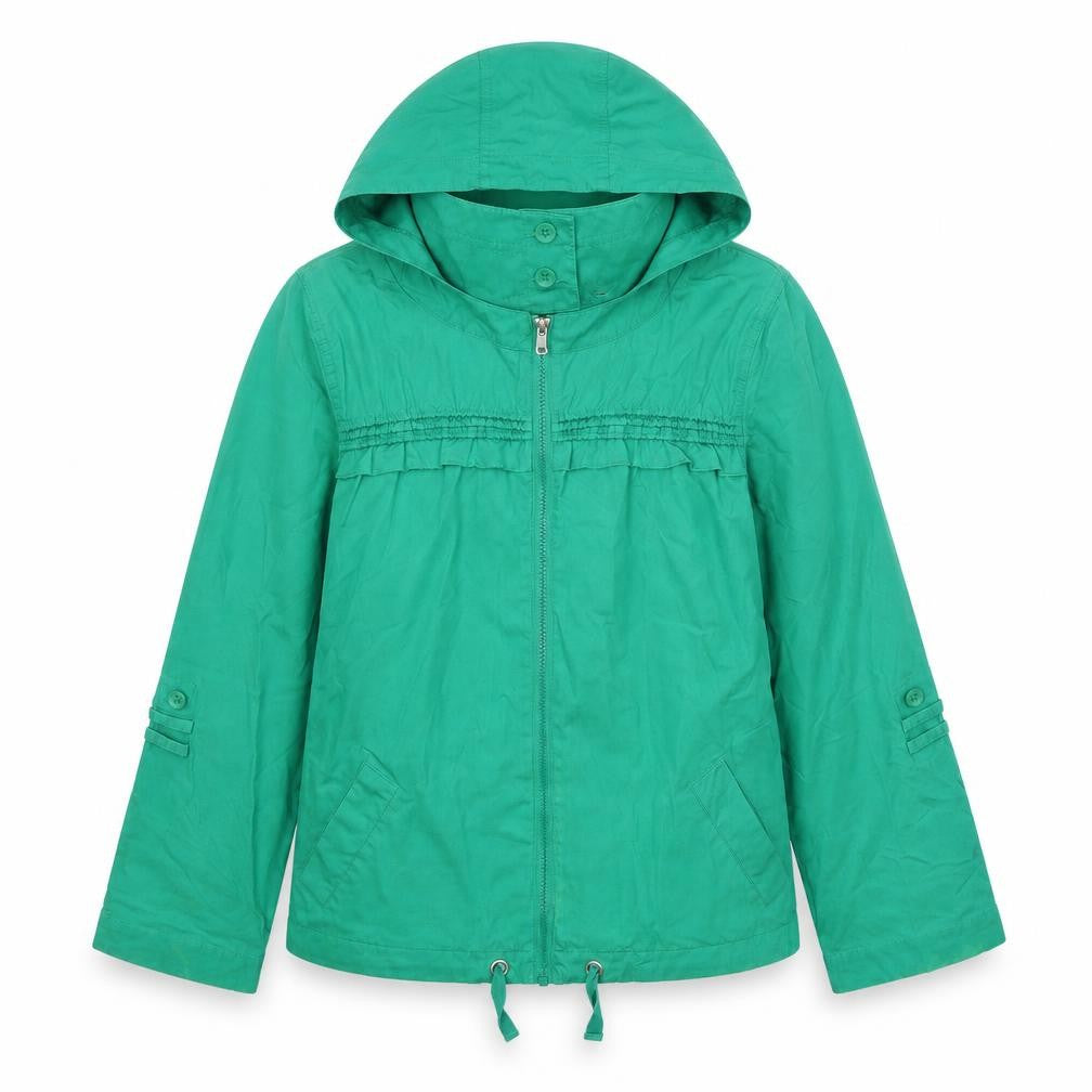 Front view of Marks & Spencer women’s green jacket, size UK 10, zip