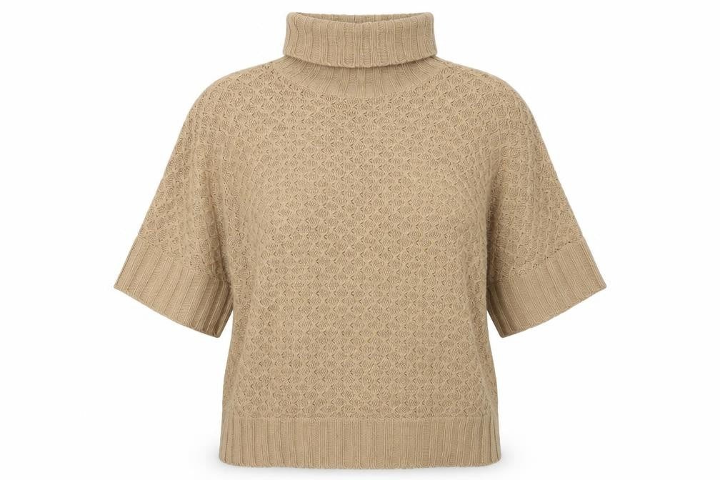 Front view of Atmosphere women’s brown roll neck acrylic jumper, size M