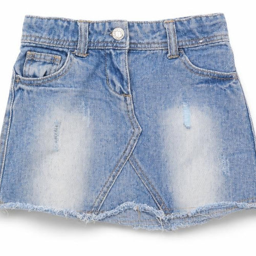 Denim & Co. Girls Blue Cotton A-Line Skirt Size 2 Years Regular Zip