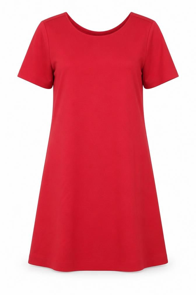 Womens Red Polyester A-Line Size M Round Neck Pullover