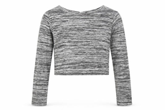 Front view of Boohoo women’s black geometric polyester cropped t-shirt, size UK 10, round neck