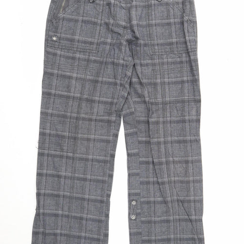 Street One Womens Grey Plaid Cotton Trousers Size 12 Regular Zip