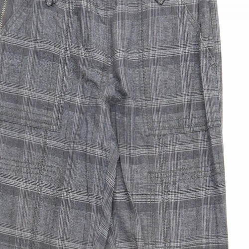 Street One Womens Grey Plaid Cotton Trousers Size 12 Regular Zip
