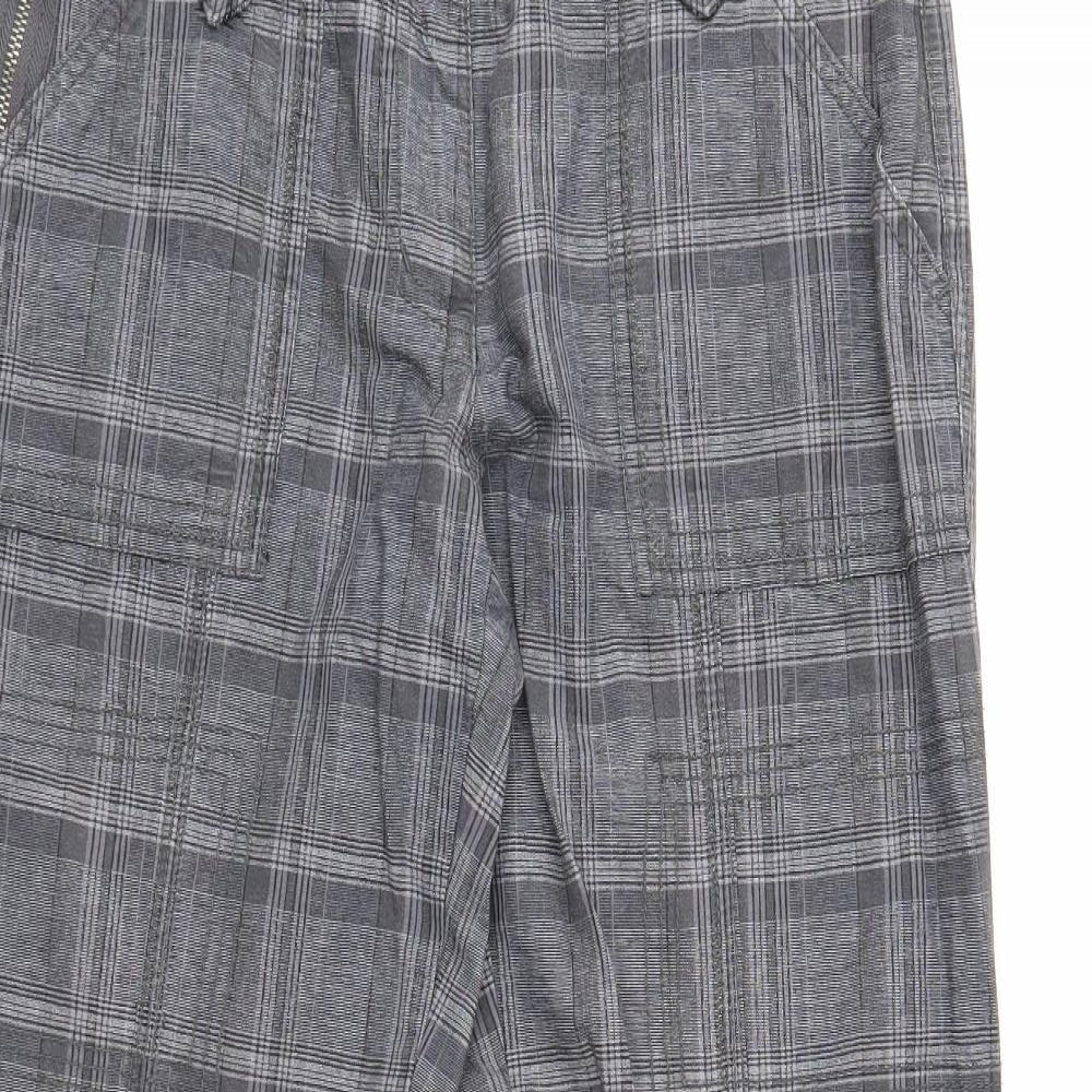 Street One Womens Grey Plaid Cotton Trousers Size 12 Regular Zip