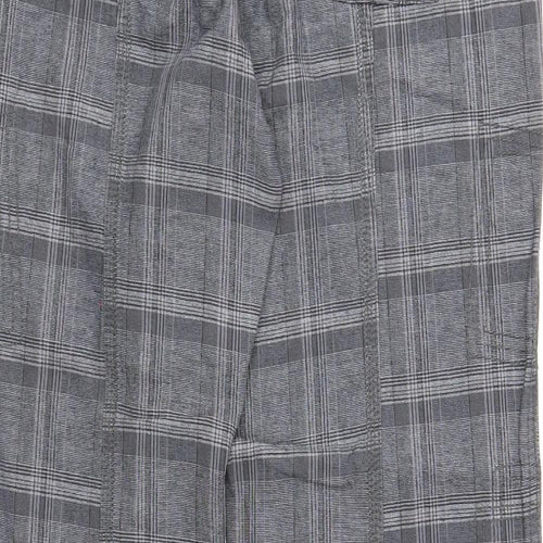 Street One Womens Grey Plaid Cotton Trousers Size 12 Regular Zip
