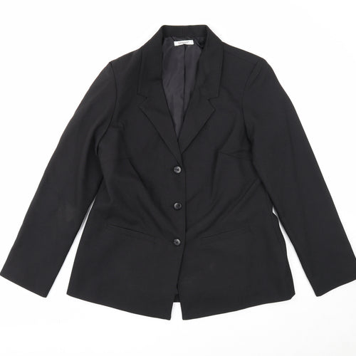 Damart Womens Black Polyester Jacket Blazer Size 12 Button