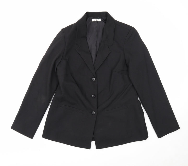 Damart Womens Black Polyester Jacket Blazer Size 12 Button