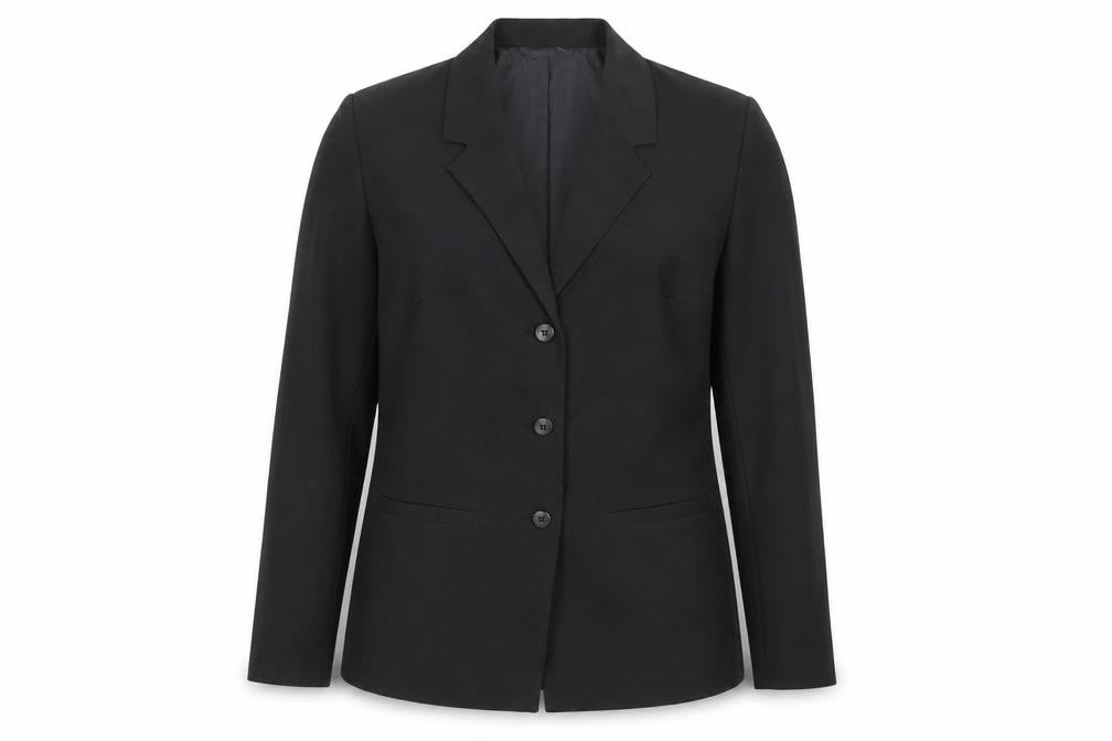 Damart Womens Black Polyester Jacket Blazer Size 12 Button