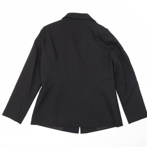 Damart Womens Black Polyester Jacket Blazer Size 12 Button