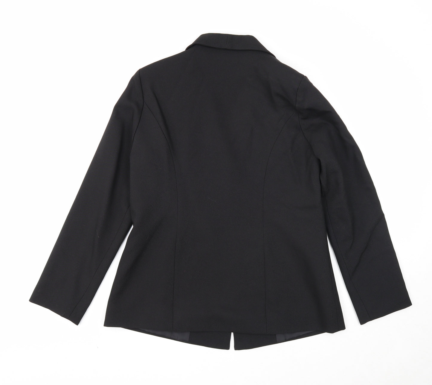 Damart Womens Black Polyester Jacket Blazer Size 12 Button