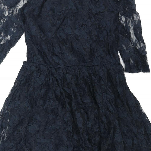 Miss Evie Girls Blue Polyester A-Line Size 9 Years Round Neck Button
